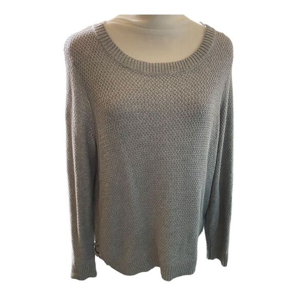 Stitch Fix | Gray Pinque Knit Pullover Lace Up Sweater | S - Picture 1 of 6